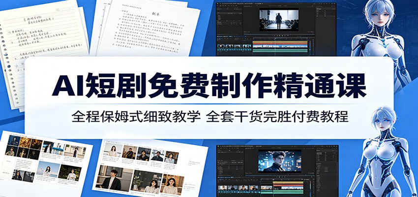 AI短剧免费制作精通课：全程保姆式细致教学，全套干货完胜付费教程-宝藏屋创业网