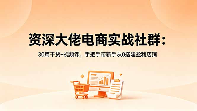 资深大佬电商实战社群：30篇干货+视频课，手把手带新手从0搭建盈利店铺-宝藏屋创业网