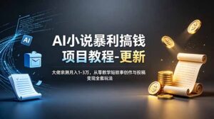 AI小说暴利搞钱项目教程-更新,大佬亲测月入1-3万,从零教学短故事创作与投稿变现全套玩法-宝藏屋创业网