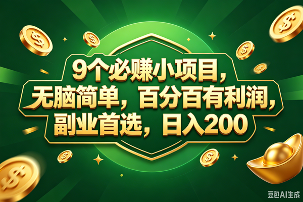 （18950期）9个必赚的小项目，百分百赚元子，无脑简单，副业首选，日入300+-宝藏屋创业网