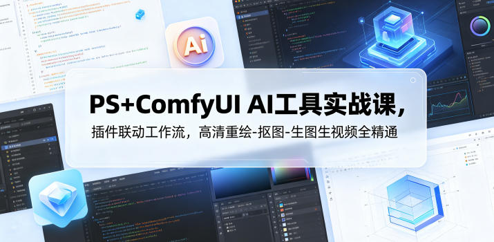 PS+ComfyUI AI工具实战课，插件联动工作流，高清重绘-抠图-生图生视频全精通-宝藏屋创业网