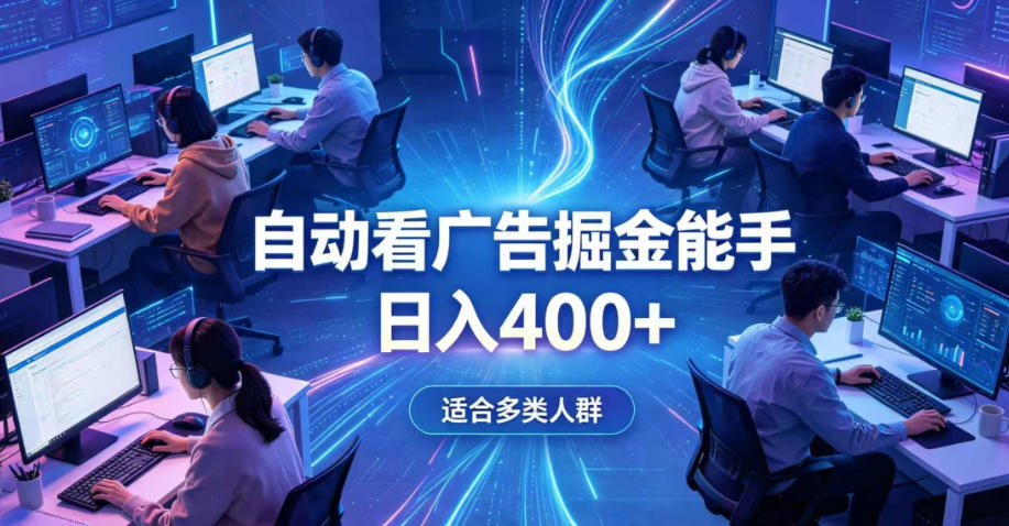 全脚本0基础自动看广告，单日收益400+，别再找高门槛副业，项目简单上手，收益看得见，没有复杂操作，AI全自动，设置一次全天自动跑收益【揭秘】-宝藏屋创业网