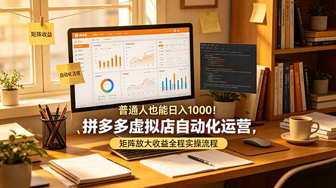 普通人也能日入 1000！拼多多虚拟店自动化运营，矩阵放大收益全程实操流程-宝藏屋创业网