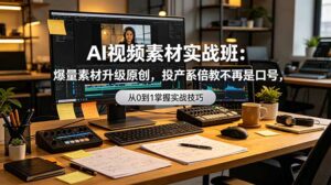 AI视频素材实战班：爆量素材升级原创，投产翻倍不再是口号，0-1系统教学实战落地-宝藏屋创业网