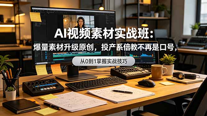 AI视频素材实战班：爆量素材升级原创，投产翻倍不再是口号，0-1系统教学实战落地-宝藏屋创业网
