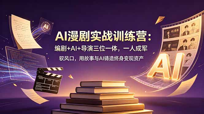 AI漫剧实战训练营：编剧+AI+导演三位一体，一人成军 驭风口，用故事与AI铸造终身变现资产-宝藏屋创业网