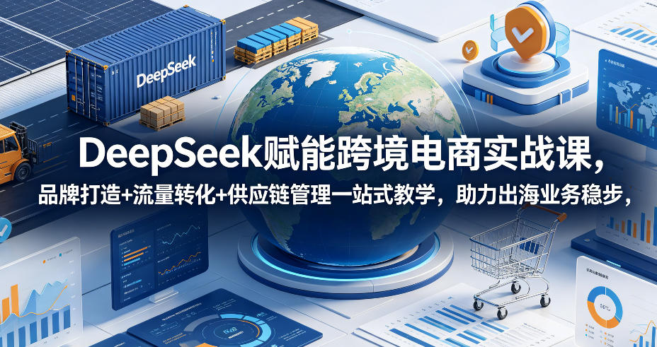DeepSeek赋能跨境电商实战课，品牌打造+流量转化+供应链管理一站式教学，助力出海业务稳步发展-宝藏屋创业网