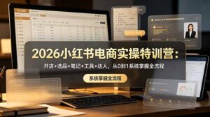 2026小红书电商实操特训营:开店+选品+笔记+工具+达人,从0到1系统掌握全流程-宝藏屋创业网
