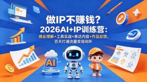 做IP不赚钱？2026AI+IP训练营：商业理解+工具实战+表达内容+作品反馈，百天打通流量变现闭环-宝藏屋创业网