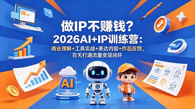 做IP不赚钱？2026AI+IP训练营：商业理解+工具实战+表达内容+作品反馈，百天打通流量变现闭环-宝藏屋创业网