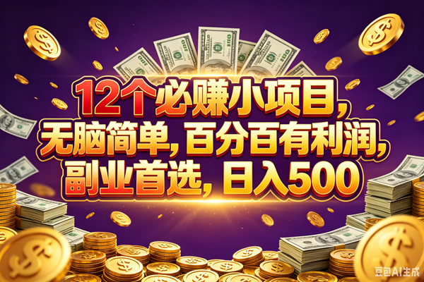 （18976期）12个必赚的小项目，百分百赚元子，无脑简单，副业首选，日入500+-宝藏屋创业网