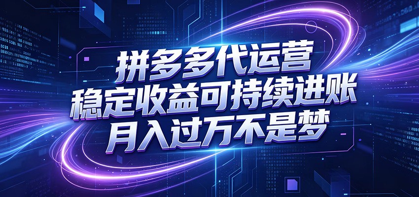 拼多多代运营，小白也能轻松月入过万，真实运营数据可查，全托管代运营-宝藏屋创业网