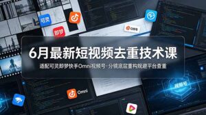 6月最新短视频去重技术课，适配可灵即梦快手Omni视频号，分镜底层重构规避平台查重-宝藏屋创业网