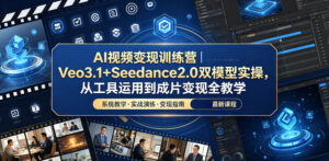 AI视频变现训练营｜Veo3.1+Seedance2.0双模型实操，从工具运用到成片变现全教学-宝藏屋创业网