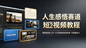 人生感悟赛道短视频教程，零基础轻松上手，AI文案剪辑全套实操可批量出片-宝藏屋创业网
