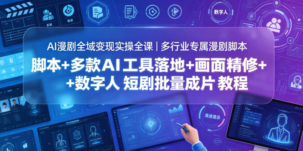 AI漫剧全域变现实操全课｜多行业专属漫剧脚本+多款AI工具落地+画面精修+数字人短剧批量成片全教程-宝藏屋创业网