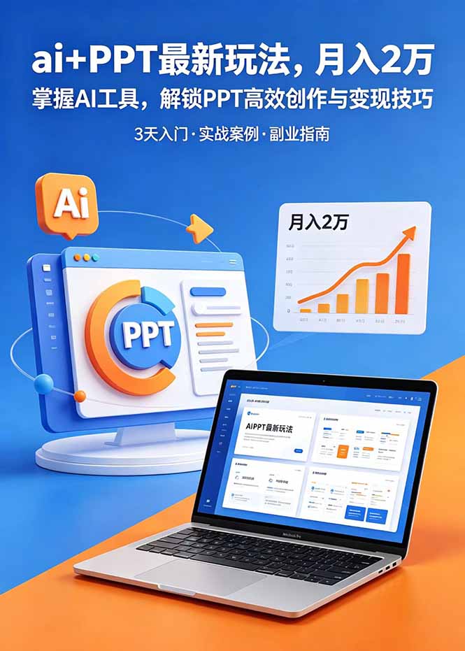 ai+PPT最新玩法，月入2万掌握AI工具，解锁PPT高效创作与变现技巧3天入门，实战案例·副业指南-宝藏屋创业网