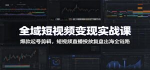 全域短视频变现实战课:爆款起号剪辑,短视频直播投放复盘出海全链路-宝藏屋创业网