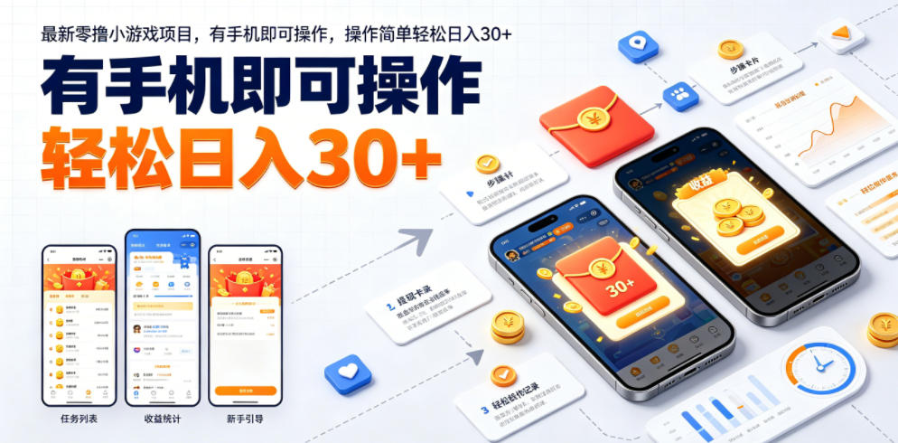 最新零撸小游戏项目，有手机即可操作，操作简单轻松日入30+-宝藏屋创业网