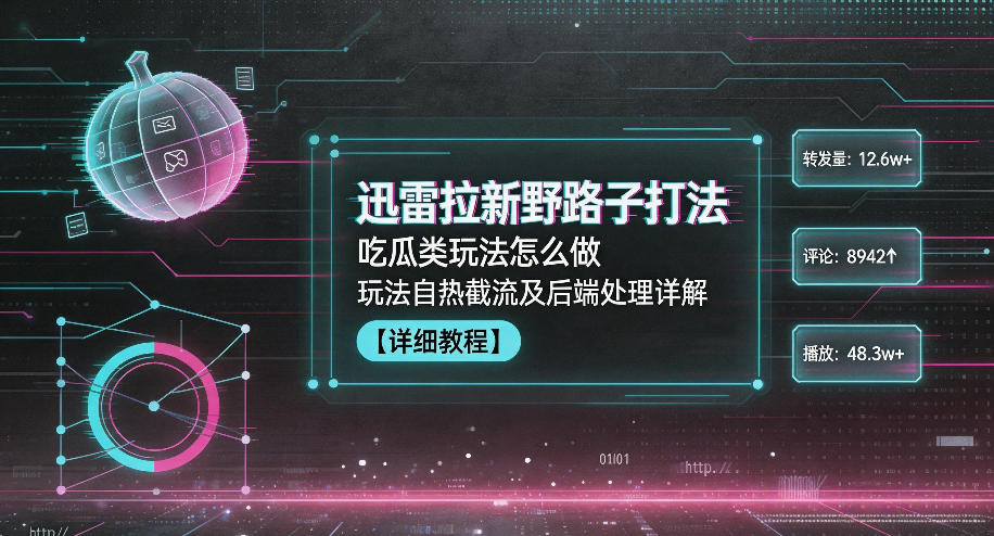 迅雷拉新野路子打法，吃瓜类玩法怎么做，玩法自热截流及后端处理详解-宝藏屋创业网