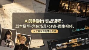 AI漫剧制作实战课程：剧本撰写+角色场景+分镜+图生视频，从工具学习到落地实操-宝藏屋创业网