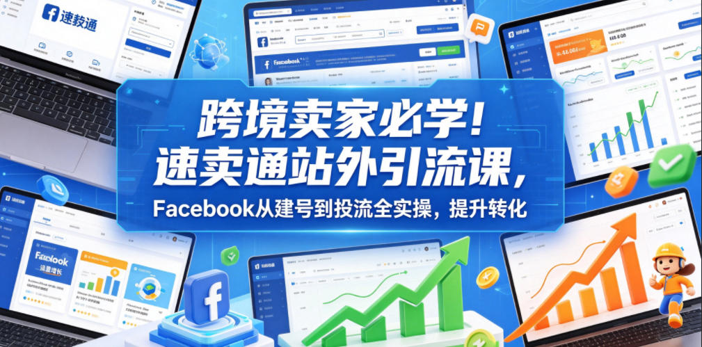 跨境卖家必学！速卖通站外引流课，Facebook从建号到投流全实操，提升转化-宝藏屋创业网