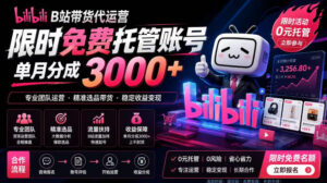 B站带货代运营项目,你只需提供账号,全程托管,轻松月入1w+【揭秘】-宝藏屋创业网