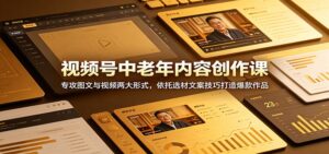 视频号中老年内容创作课：专攻图文与视频两大形式，依托选材文案技巧打造爆款作品-宝藏屋创业网