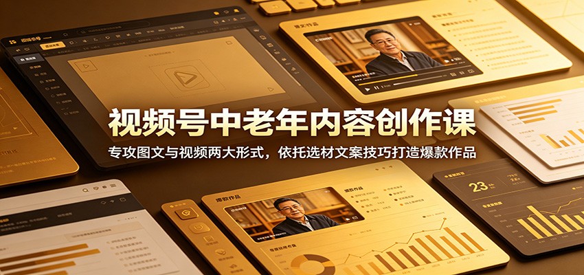 视频号中老年内容创作课：专攻图文与视频两大形式，依托选材文案技巧打造爆款作品-宝藏屋创业网