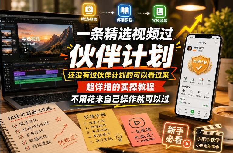 一条精选视频过伙伴计划，还没有过伙伴计划的可以看过来，超详细的实操教程，不用花米自己操作就可以过-宝藏屋创业网