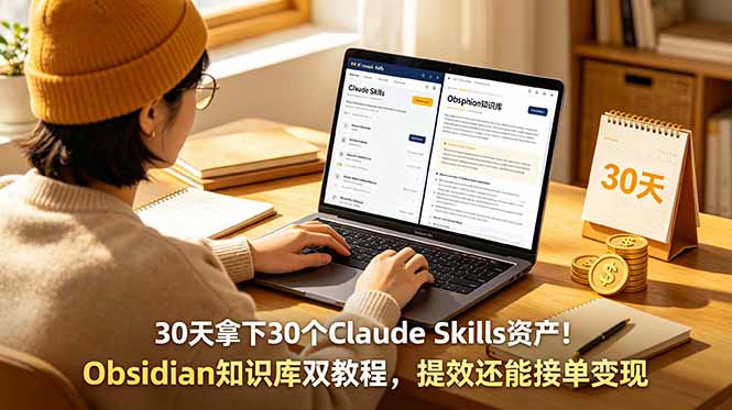 30天拿下30个Claude Skills资产！Obsidian知识库双教程，提效还能接单变现-宝藏屋创业网