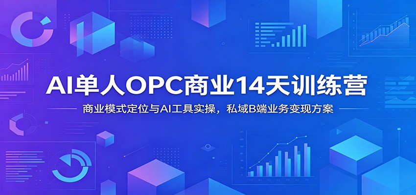 AI单人OPC商业14天训练营：商业模式定位与AI工具实操，私域B端业务变现方案-宝藏屋创业网