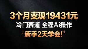 3个月变现19431元，冷门赛道 全程Ai操作，新手2天学会！-宝藏屋创业网