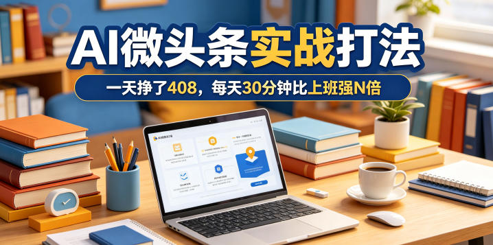 一天挣了408，AI微头条实战打法，每天30分钟比上班强N倍-宝藏屋创业网