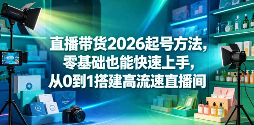 直播带货2026起号方法，零基础也能快速上手，从0到1搭建高流速直播间-宝藏屋创业网