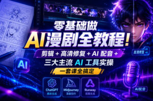 零基础做AI漫剧全教程!剪辑+高清修复+AI配音+三大主流AI工具实操,一套课全搞定-宝藏屋创业网