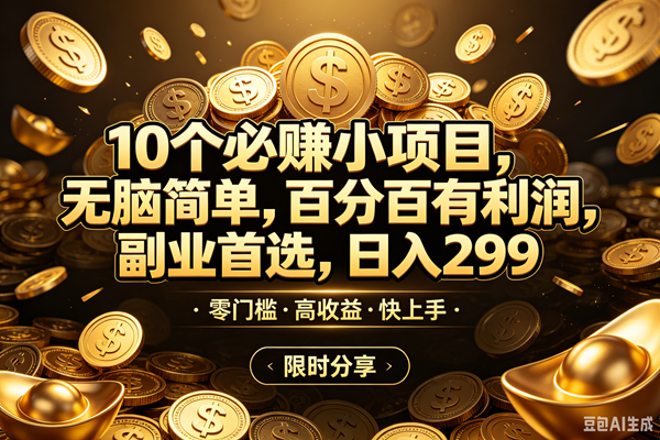 （18674期）10个必赚米的小项目，百分百赚米，无脑简单，副业首选，日入299+-宝藏屋创业网
