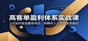 高客单盈利体系实战课:小P加内容加服务组合,拆解年入六千万变现路径-宝藏屋创业网