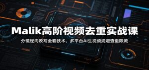 Malik高阶视频去重实战课：分镜逆向改写全套技术，多平台AI生视频规避查重限流-宝藏屋创业网