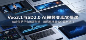 Veo3.1与SD2.0 AI视频变现实操课课：结合即梦平台画面衔接，短视频批量创作盈利技巧-宝藏屋创业网