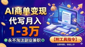 AI商单变现，靠代写月入1-3万，永不淘汰副业兼职【附工具指令】-宝藏屋创业网