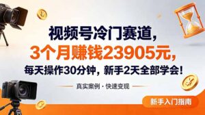 视频号冷门赛道，3个月变现23905元，新手2天学会 每天操作30分钟！-宝藏屋创业网