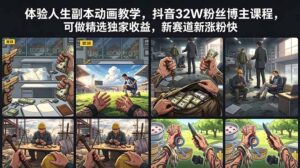体验人生副本动画教学， 抖音32W粉丝博主课程，可做精选独家收益，新赛道新涨粉快-宝藏屋创业网