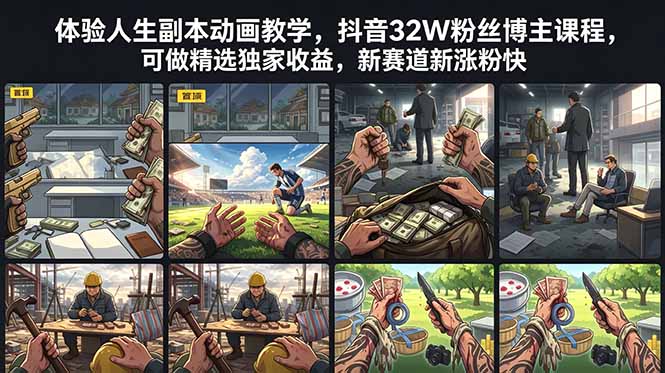 体验人生副本动画教学， 抖音32W粉丝博主课程，可做精选独家收益，新赛道新涨粉快-宝藏屋创业网