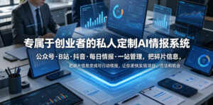 专属于创业者的私人定制AI情报系统,公众号·B站·抖音·每日情报·一站管理,把碎片信息变成可行动情报,让你更快发现项目、方法和机会-宝藏屋创业网
