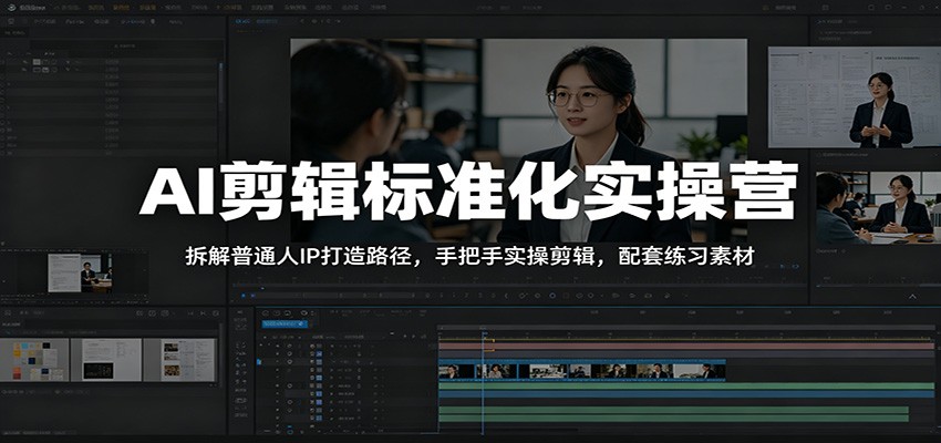 AI剪辑标准化实操营：拆解普通人IP打造路径，手把手实操剪辑，配套练习素材-宝藏屋创业网