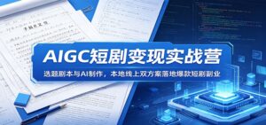 AIGC短剧变现实战营:选题剧本与AI制作,本地线上双方案落地爆款短剧副业-宝藏屋创业网