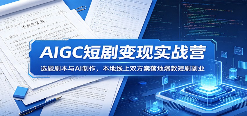 AIGC短剧变现实战营：选题剧本与AI制作，本地线上双方案落地爆款短剧副业-宝藏屋创业网