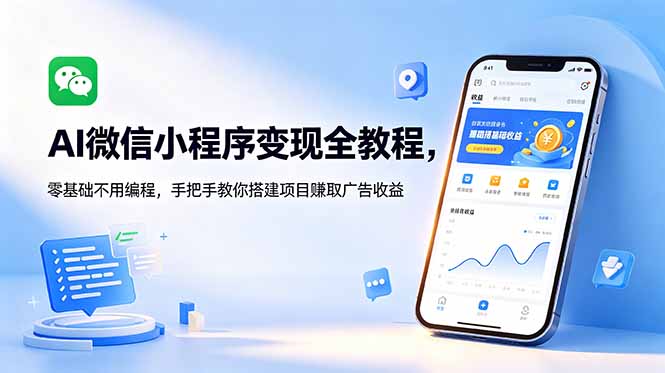 AI微信小程序变现全教程，零基础不用编程，手把手教你搭建项目赚取广告收益-宝藏屋创业网