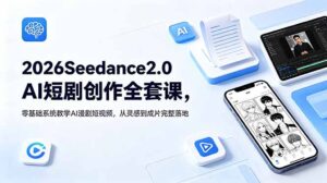 2026Seedance2.0AI短剧创作全套课,零基础系统教学AI漫剧短视频,从灵感到成片完整落地-宝藏屋创业网
